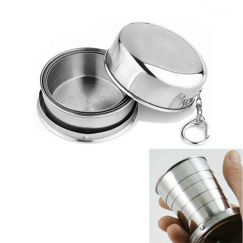 2018 1Pcs Stainless Steel Folding Cup Travel Tool Kit Survival EDC Gear Outdoor Sports Mug Portable for Camping Hiking Lighter
